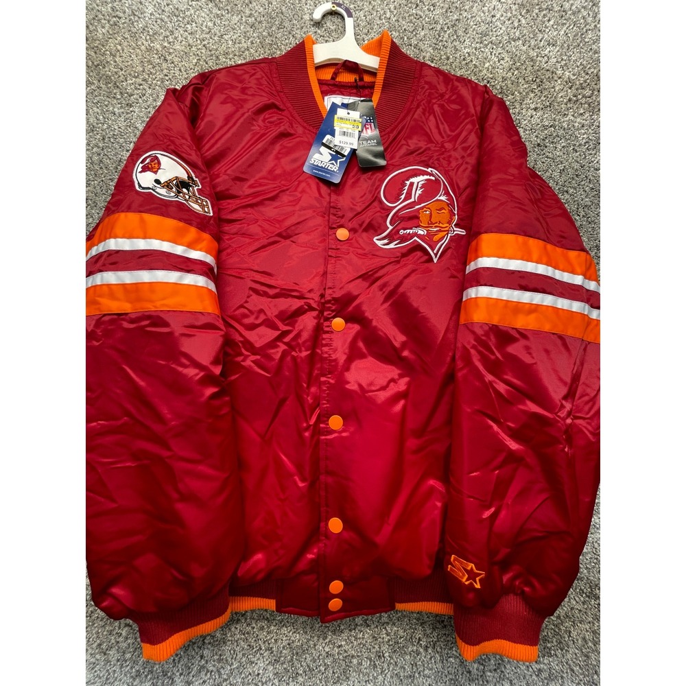 Starter Tampa Bay Buccaneers Jacket Men XL Red NEW Satin Bomber Full Snap